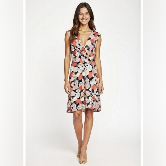 41 Hawthorn Dresses & Skirts - 41 Hawthorn M Blue Pink Floral V-Neck Faux
Wrap Sleeveless Dress